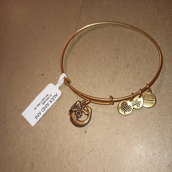 NEW Alex and Ani 'Mermaid' Femininity Charm Bangle Gold Finish - Picture 2 of 9